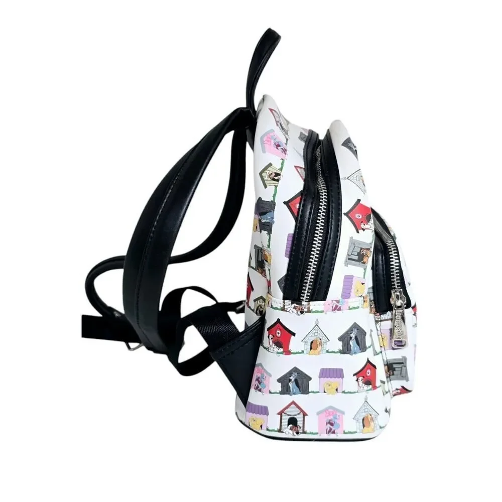Loungefly Disney Dogs Doghouse Allover Print Mini Backpack Dodger Lady Tramp EUC